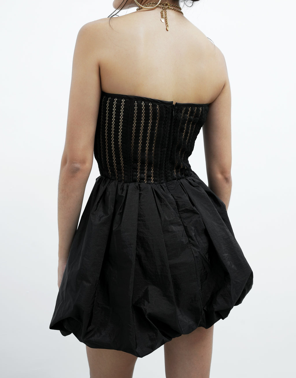 BALLOON MESH MINI DRESS