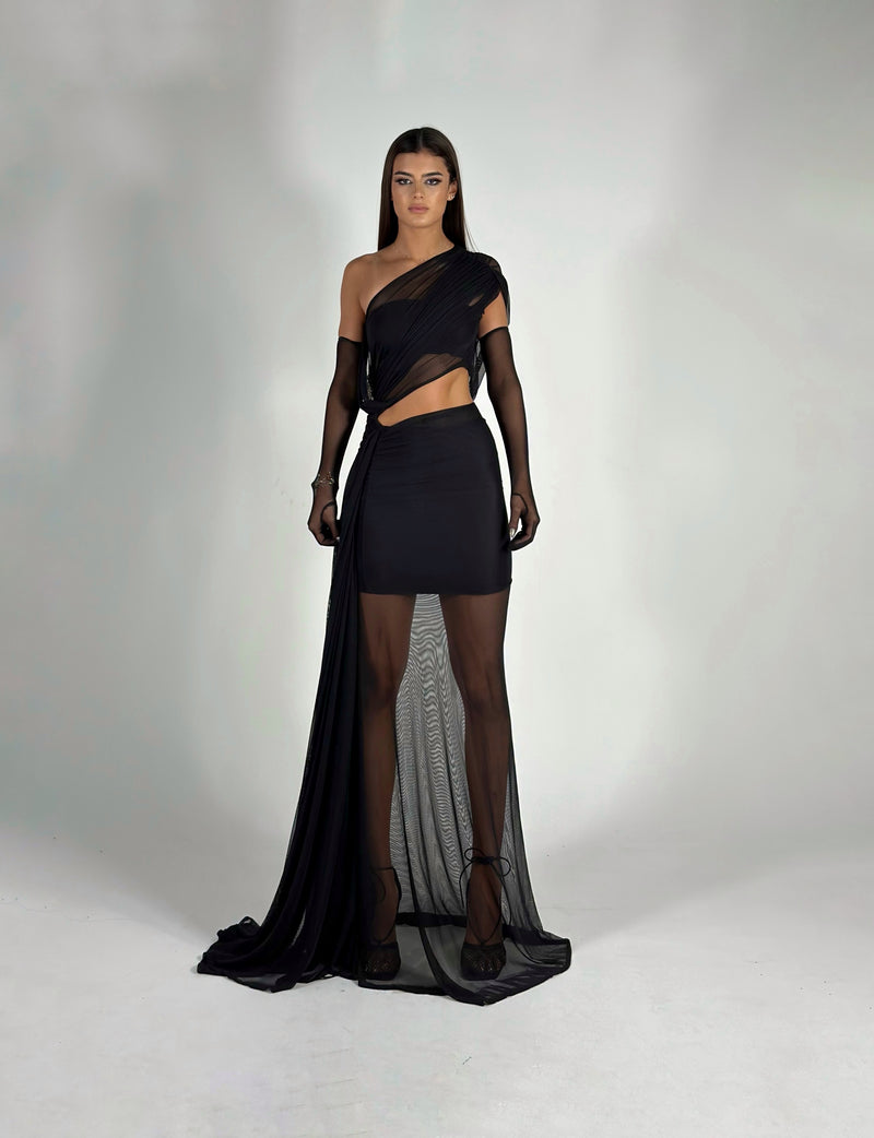 BLACK ONE MESH DRESS