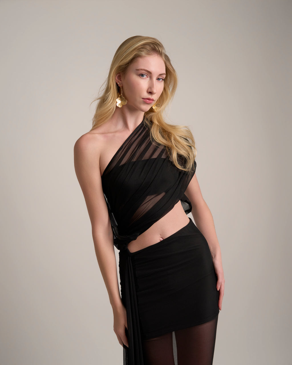 BLACK ONE MESH DRESS