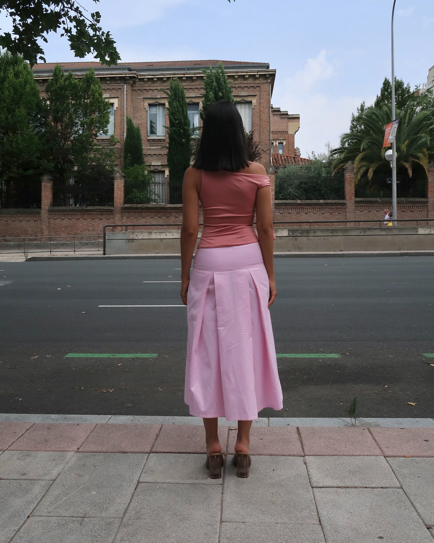 PINK MIDI SKIRT