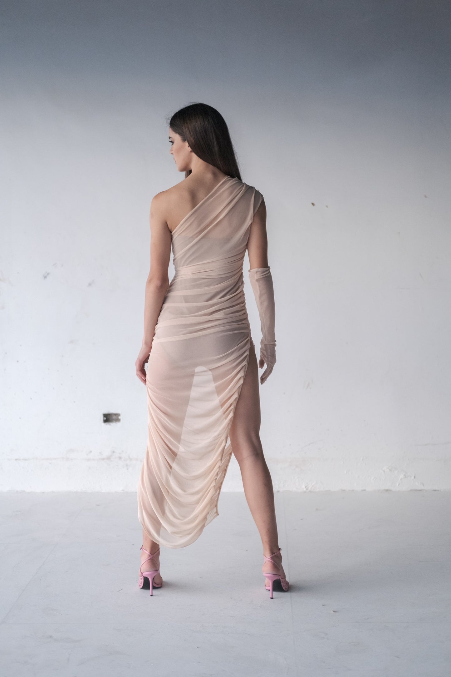 MIDI NUDE DRESS