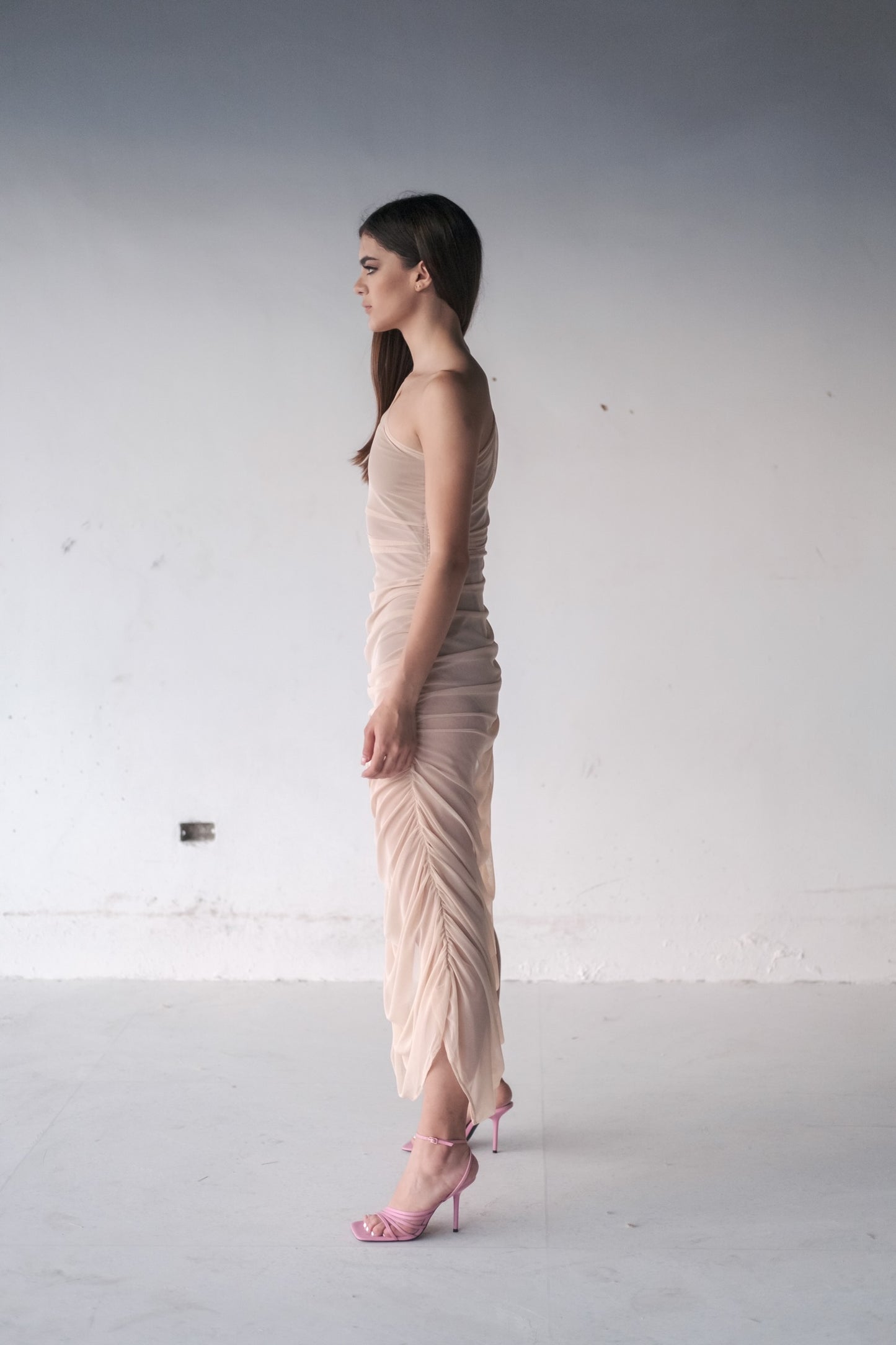 MIDI NUDE DRESS