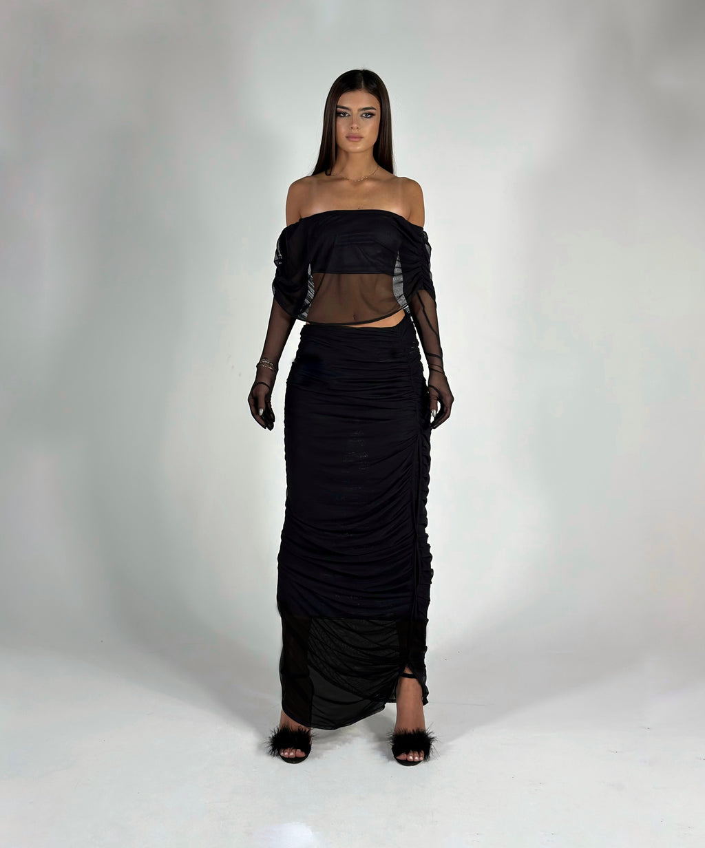 BLACK NON SEE THROUGH SKIRT