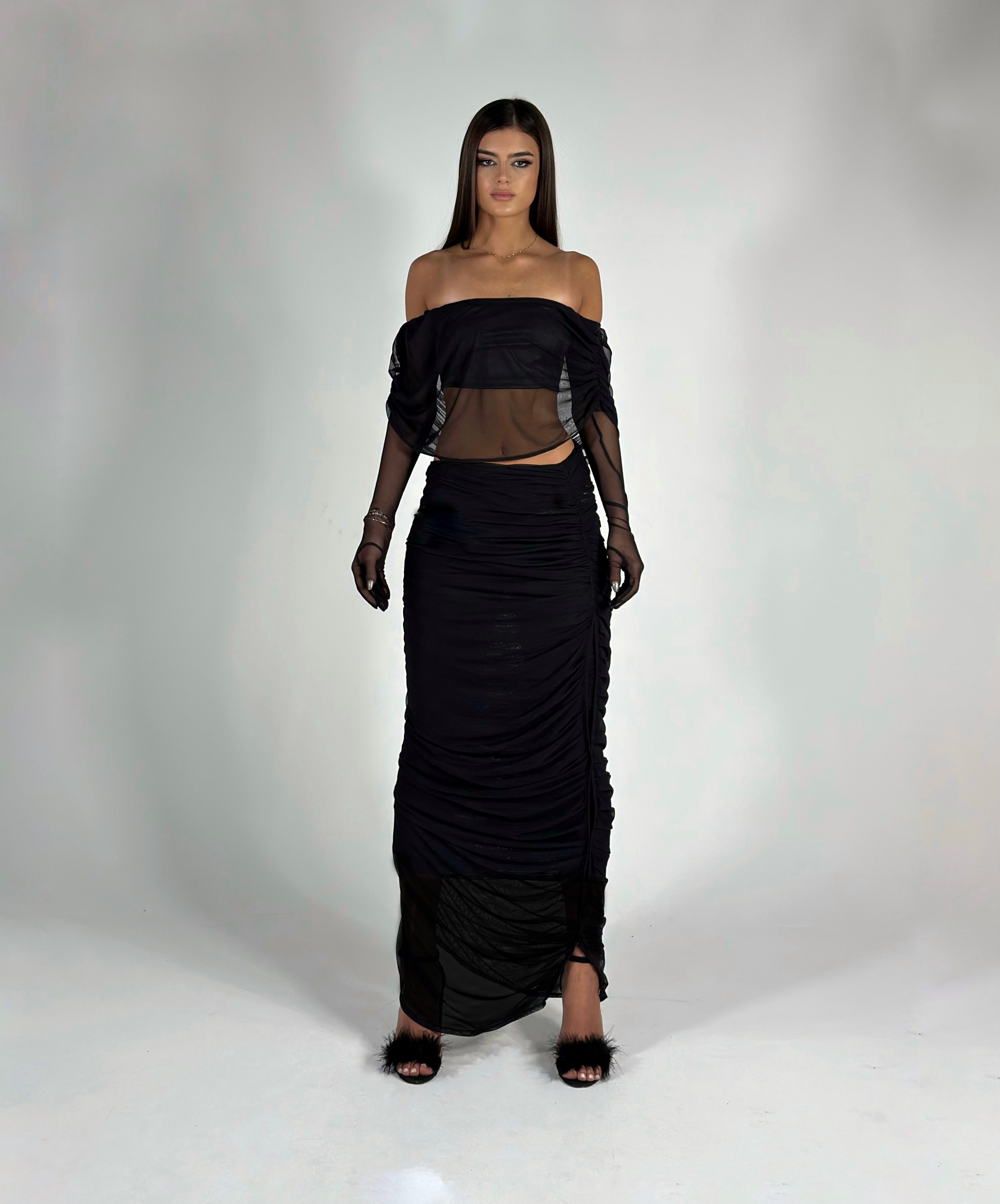 BLACK NON SEE THROUGH SKIRT
